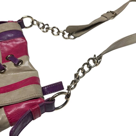 Y2K Guess Patchwork Shoulder Crossbody Bag – Pink/Purple/Beige – Vintage 2000s - Picture 3 of 15